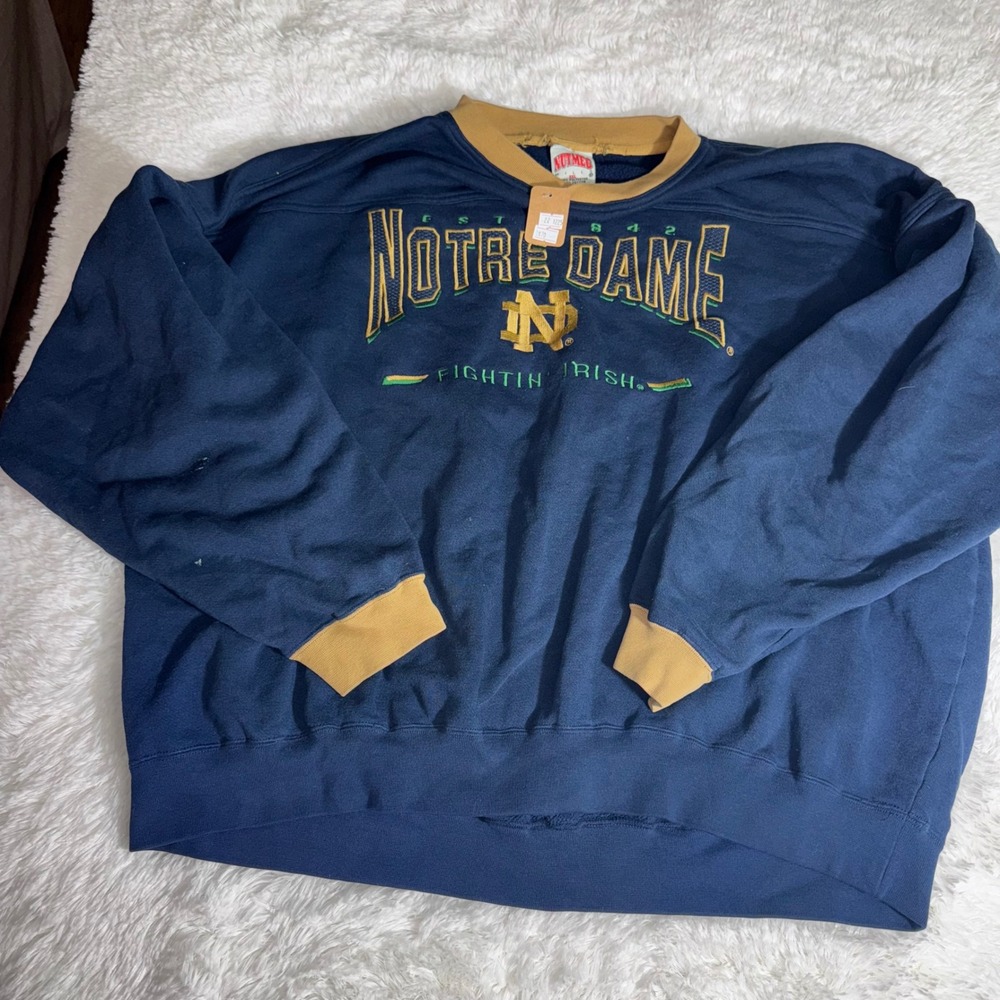 Vintage Nutmeg Mills Notre Dame Fighting Irish Sweatshirt Mens XXL Blue 90s